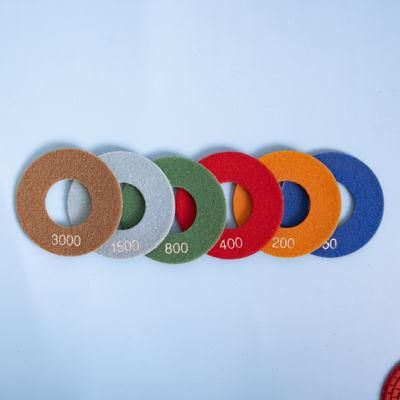 Qifeng Power Tool Stone&Concrete Flexible Diamond Resin Bond 125mm 7 Steps Big Hole Wet Flexible Polishing Pads