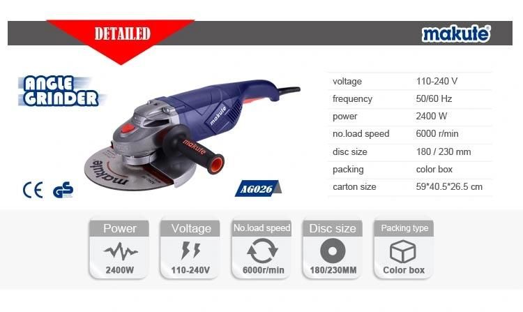 Makute 2400W Ryobi China Hot Sell 100mm 115mm 125 mm Angle Grinder AG026