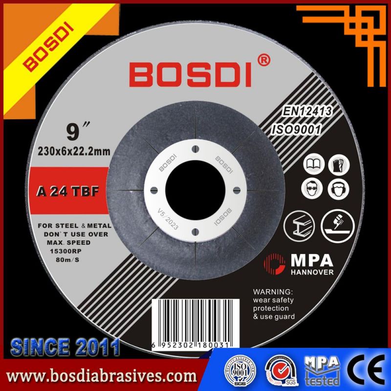 9" Inch 230X3X22.23mm Depressed Ceter Grinding Wheel with MPa Certificate Grinding Metal