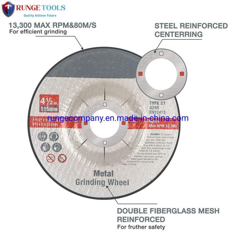 Metal Stainless Steel Inox Grinding Disc Depressed Center Grind Wheel 7/8-Inch Arbor (4-1/2-Inch, 10) for Angle Grinder Power Tools