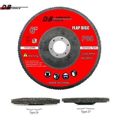 6&quot; 150mm 7/8&quot; Arbor Flap Disc Abrasive Tool Emery Sanding Wheel Grinding Wheel Calcine Aluminum Oxide for Metal Derusting P80 T27 T29