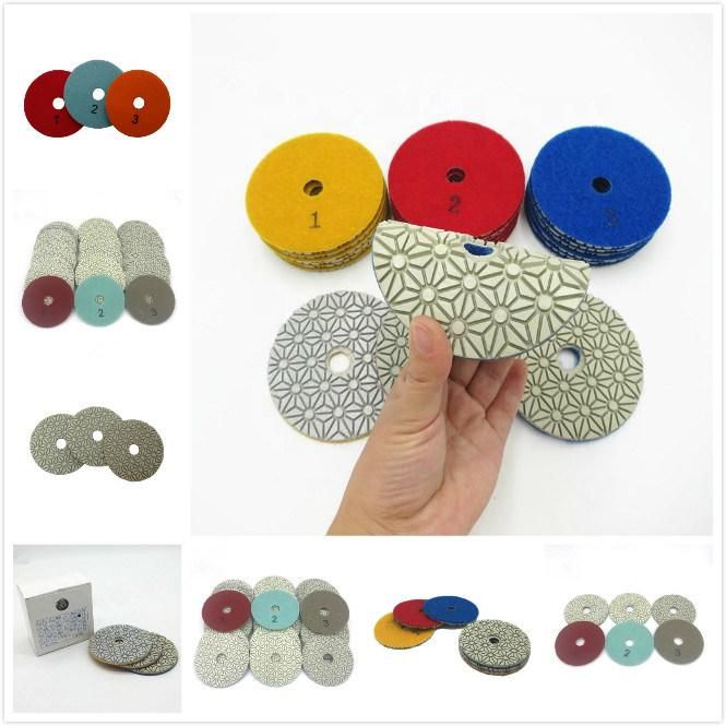 3 Inch 4 Inch 5 Inch 3 Step Hybrid Diamond Flexible Polishing Disc Wet Polishing Pad for Granite Marble Resin Pads