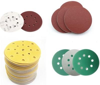 Abrasive Factory 4&quot; 4.5&quot; 5&quot; 6&quot; 7&quot; 9&quot; Aluminium Oxide Red White Yellow Green Hook&Loop Velcro Sanding Paper Sandpaper Sanding Disc