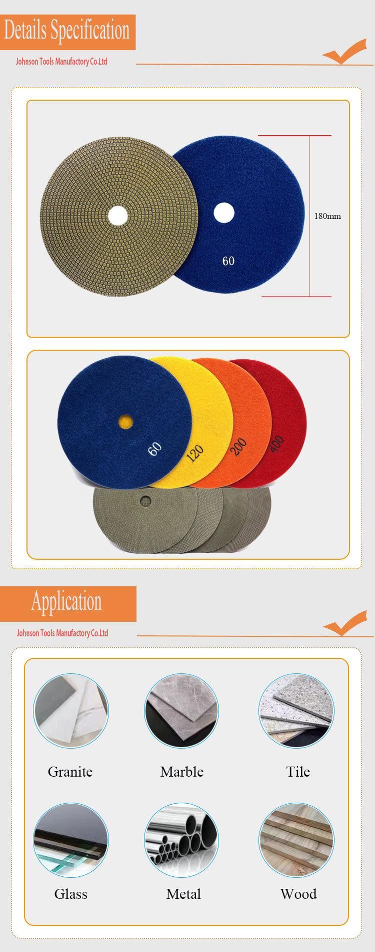 7inch 180mm Electroplated Rough Metal Diamond Polishing Pads