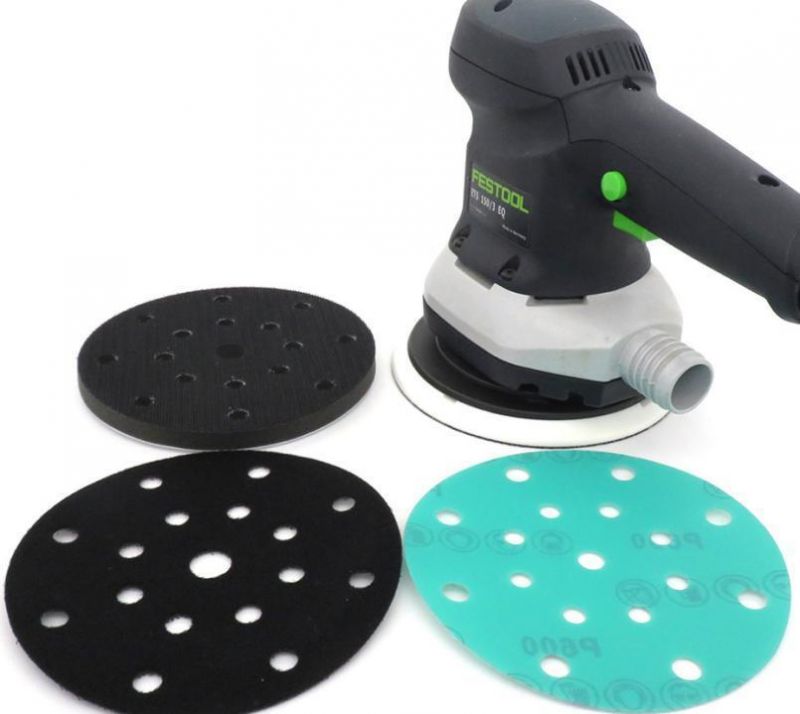 6 Inch 17 Holes Polyester Film Green Round Sandpaper for Electric Grinding Disc SD0039