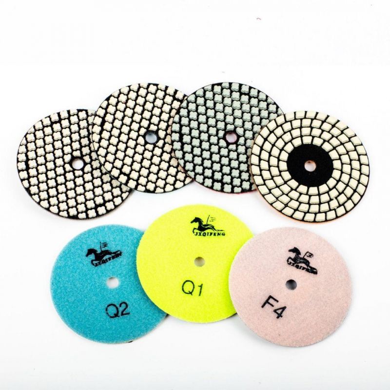 Qifeng Manufacturer Power Tool Granite/Marble Diamond Tool Resin Bond Abrasive Tools Factory 4 Steps 3/4 Inch Dry Polishing Pads