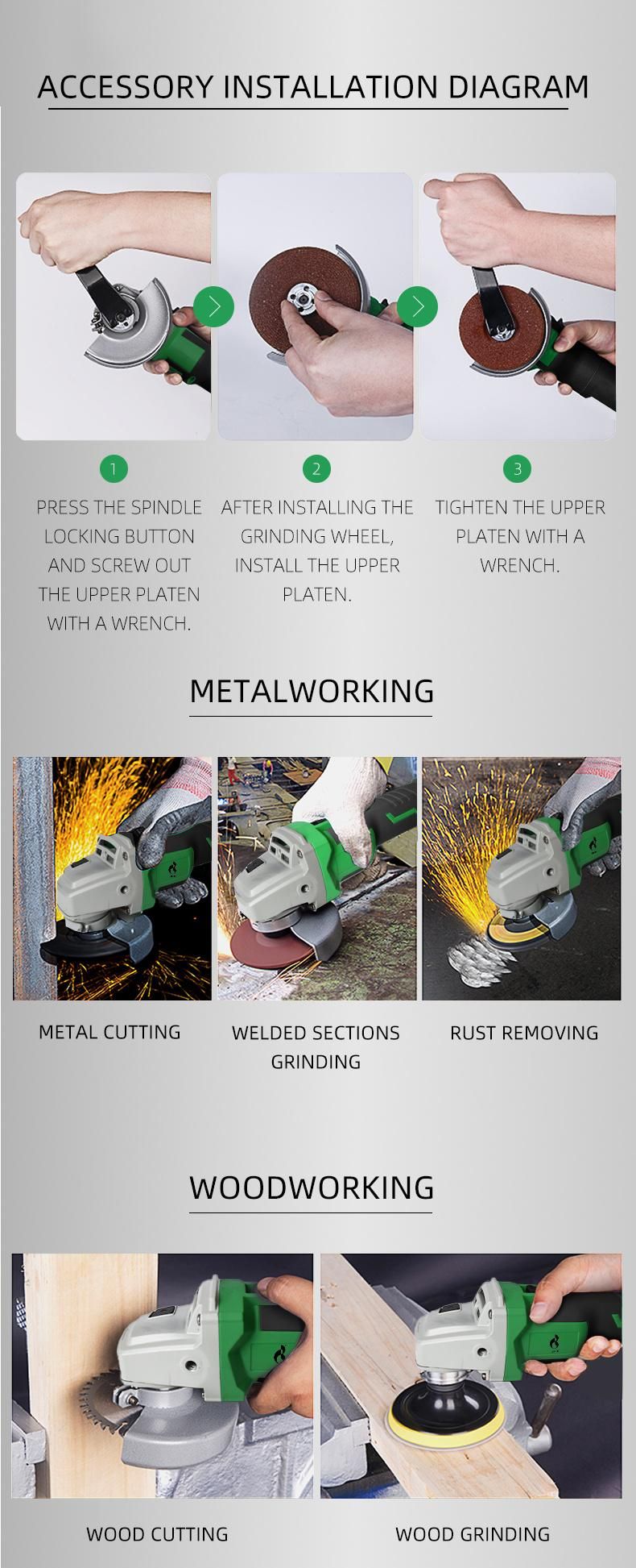 Hypermax 20V Li-ion Battery Cordless Brushless Rich-Inclusive Angle Grinder
