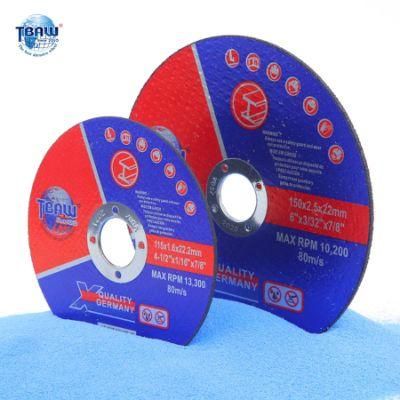 4.5inch 115X1mm 115X1.6mm China Disco De Corte 115X1.6mm Super Thin Multi-Purpose Abrasives Cutting Disc for Metal with MPa Cutting Wheel