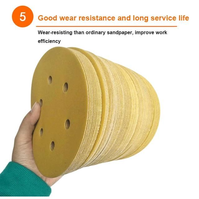 Free Sample 5 Inch 6 Hole Sanding Discs Hook and Loop Automotive Abrasive Sand Paper Disk