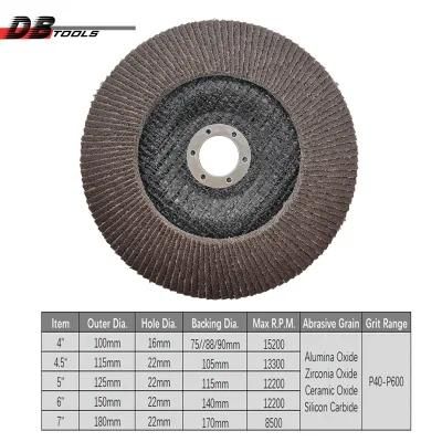 6&quot; 150mm Flap Disc Grinding Wheel 22mm Hole Calcine Alumina Oxide for Angle Grinder