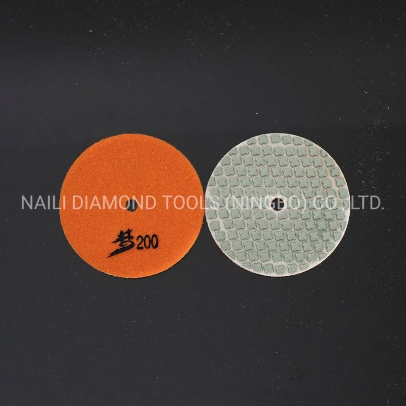 3 Inch/4 Inch Flower-Shaped 7 Steps Diamond Dry Polishing Pads for Marble/ Granite