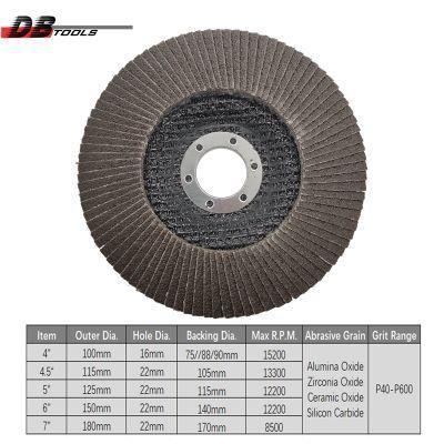4.5&quot; Heated Aluminum Oxide 115mm Flap Disc for Metal Ss Glassfiber Backing