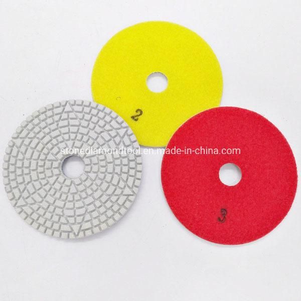 100mm Abrasive Granite Marble Diamond White 3 Steps Wet Polishing Pads