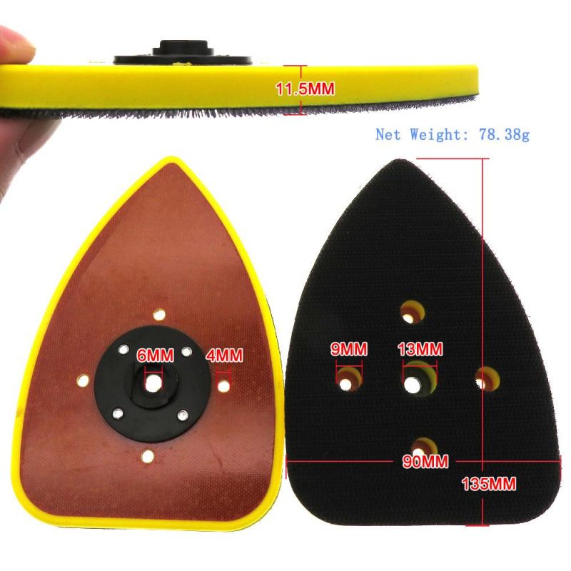 90X135mm Hook and Loop 5-Hole Triangle Sanding Pad for Polishing Grinding