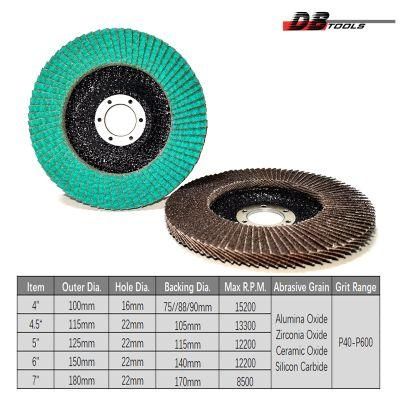 5 Inch 125mm Flap Disc Emery Disc Alumina Oxide Type 29/27 for Iron Metal Ss