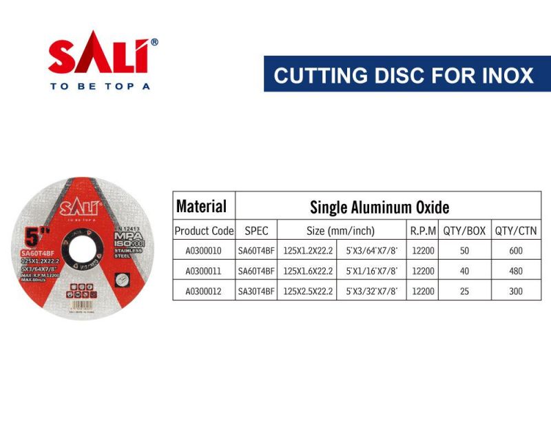Sali 5inch 125*1.2*22mm Professonal Quality Stainless Steel Cutting Disc