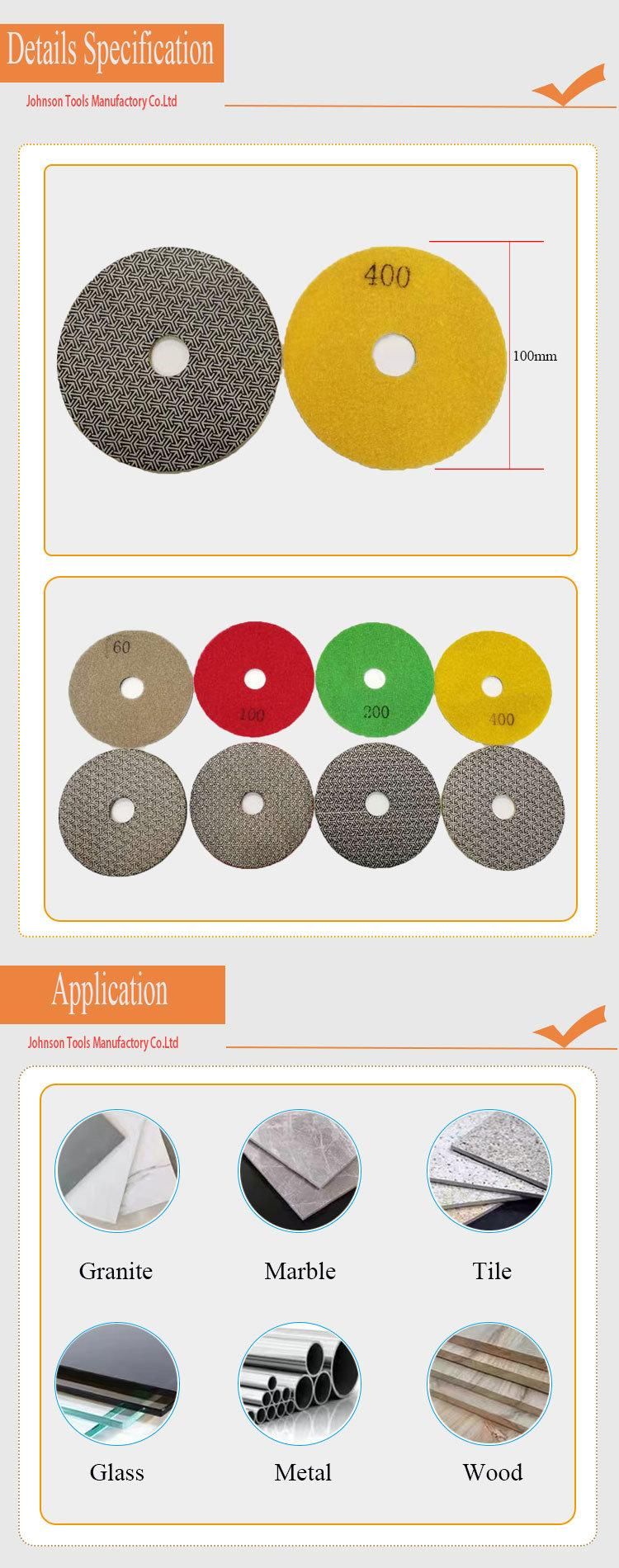 4 Inch Angle Grinder Dimaond Rock Polishing Pads for Concrete