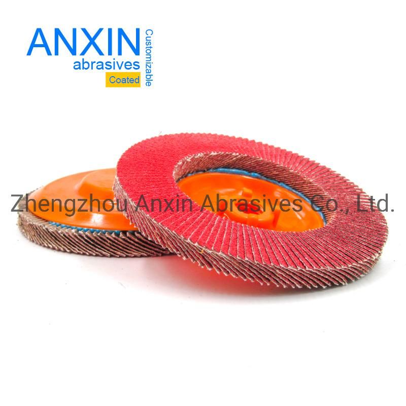 High Quality Ceramic Flap Disc with 5/8"-11 Nylon Backing, Plastic Backing, 4", 4.5"