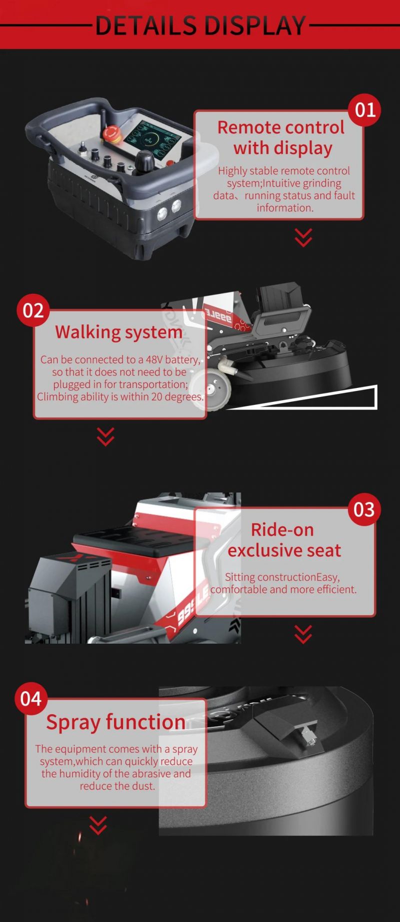 Remote Control High Standard Concrete Marble Wear Resistant Floor Grinding Machine