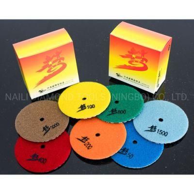 80mm/3&prime; &prime; Diamond Tools Flower-Shaped 7 Steps Dry Polishing Pads for Marble/ Granite