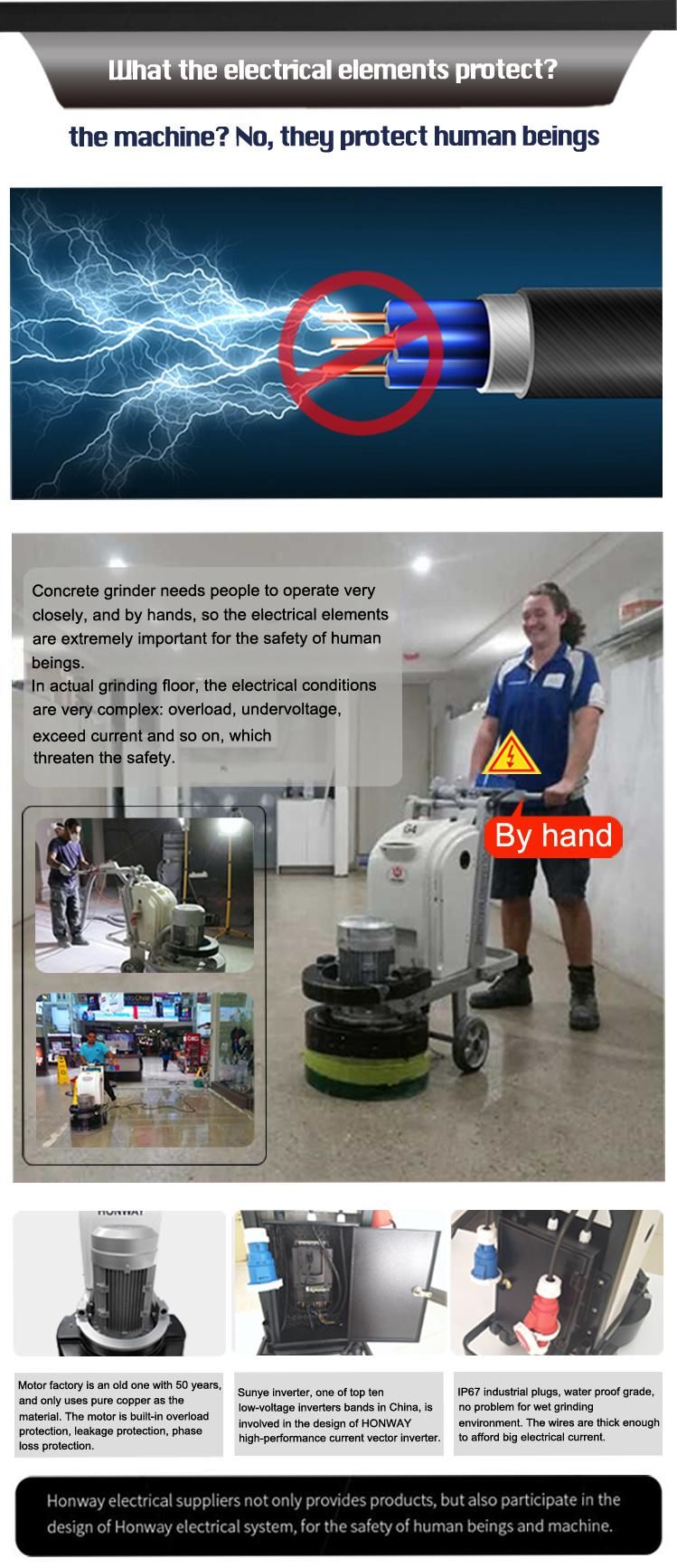 220V 380V Variable Speed Wet Dry Hand Phase Converter Polished Terrazzo Marble Slab Concrete Floor Grinder Polisher Grinding and Polishing Machine