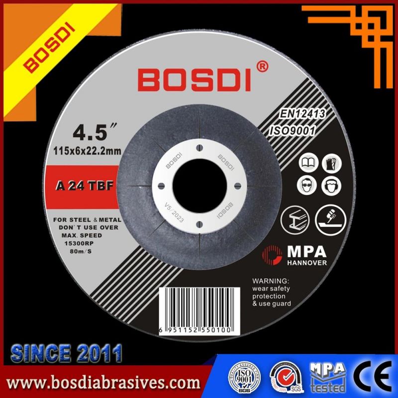 4.5′′ Depressed Center Grinding Wheel Grinding for Metal Inox with MPa Certificates