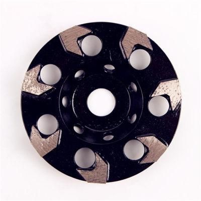 5 Inch D125mm Diamond Grinding Cup Wheel Disc with Seven Arrow Segments Diamond Polishing Pads for Concrete and Terrazzo Floor