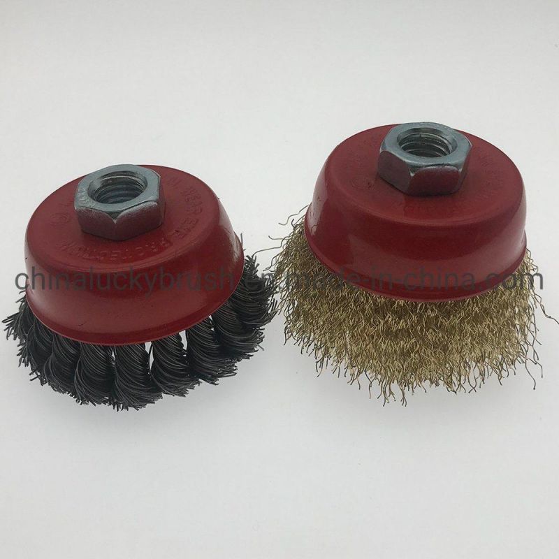 3" Crimped Stainless Steel Cup Brush for Grinding Steel Wire Brush Industrial Brush for Machine (YY-312)