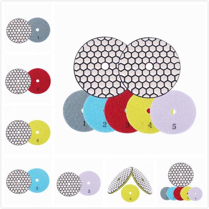 4 Inch 5 Step Diamond Flexible Grinding Disc Polishing Pad for Granite Marble Stone Ceramic Tile Concrete