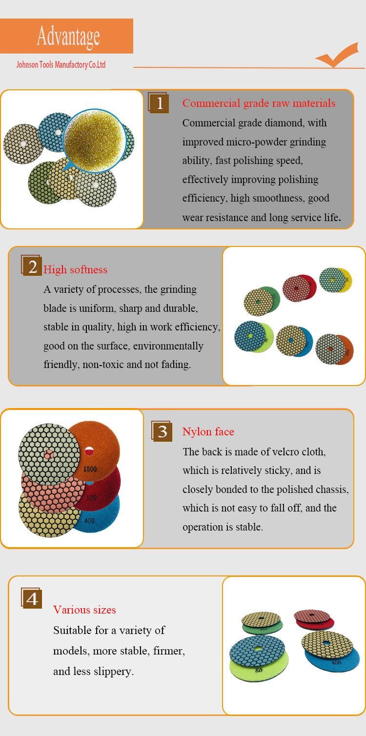 Good Quality 6inch Dry Diamond Rotary Polishing Pads for Granite