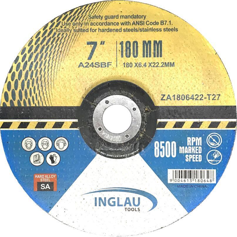 180X6.4X22.2mm Depressed Center Resin Bonded Grinding Wheel