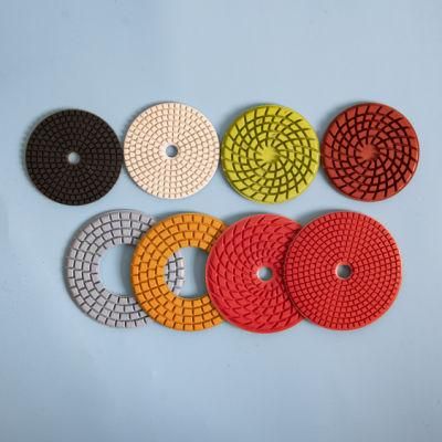 Qifeng Power Tool Marble&Granite Flexible Diamond Resin Bond 125mm 7 Steps Big Hole Wet Flexible Polishing Pads