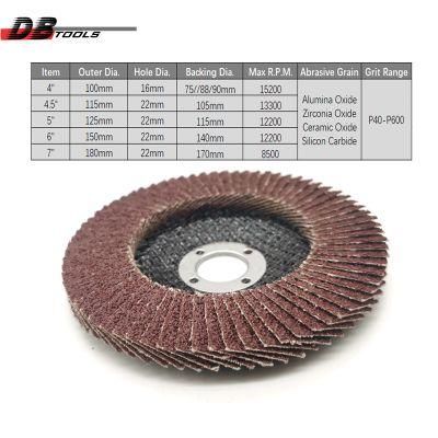 4 Inch 100mm Flap Wheel 5/8 Inch Arbor Aluminum Oxide #27 for Edge Grinding