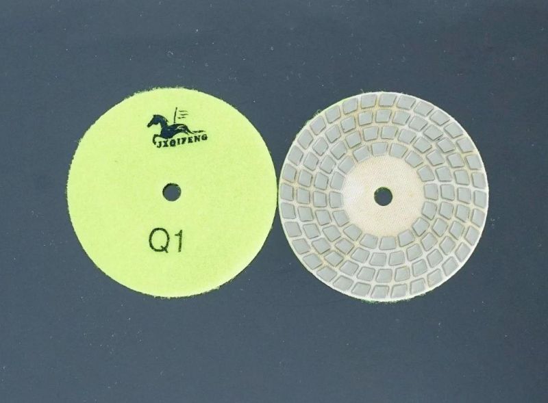 Qifeng Power Tool 4-Step 100mm Abrasive Tools Dry Polishing Pads for Granite/ Marble