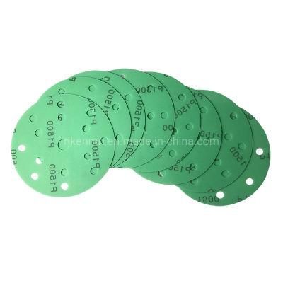 Customized 5inch 6 Holes Green Sandpaper Abrasive Disc Sandpaper Roll for Carbons Wood Sanding