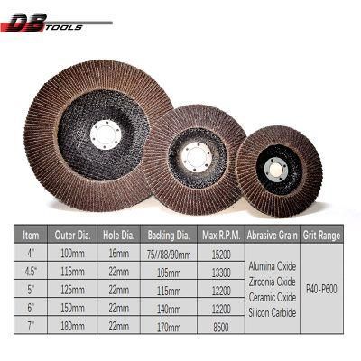 7&quot; 180mm Flap Disc 22mm Hole Flap Disc Abrasive Tools Emery Disc Calcine a/O for Ss Metal Derusting T27 T29