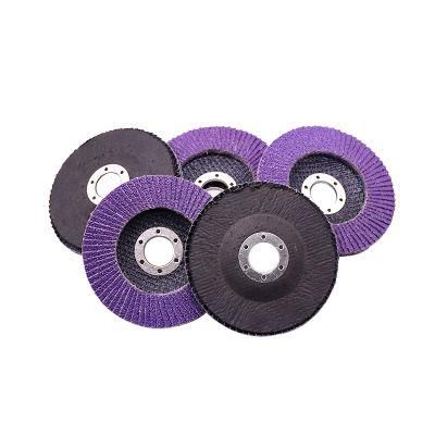 Hot Selling Abrasive Sanding Tooling Purple Ceramic Grain Flap Disk Disc with High Quality for Polishing Metal Wood Alloy Iron Stainless Steel