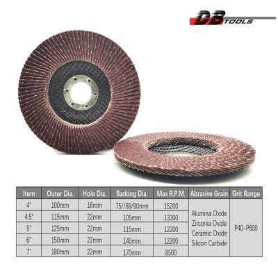 5&quot; 125mm Flap Disc Sanding Grinding Wheel 22mm Hole Aluminum Oxide T27 T29 for Metal Derusting High Density