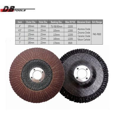 4 Inch 100mm Flap Disc Grinding Sanding Wheels Hand Tools 16mm Hole Ao T27 for Edge Grinding