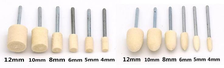 Abrasive Sanding Tooling Bullet Shaped Grinding Head Wool Felt Bobs