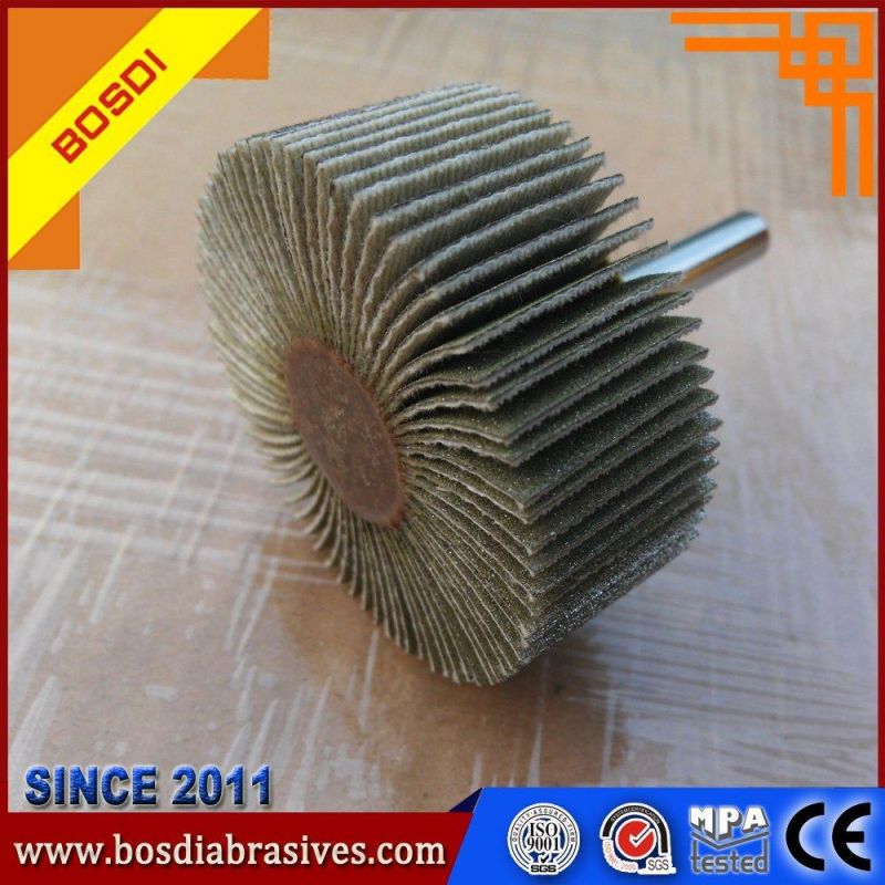 Mounted Flap Wheel with 6/ 6.35mm Shank/Shaft for Light Deburring, Aluminum Oxide Flap Wheel for Stainless Steel Polishing or Straight Angle Grinder