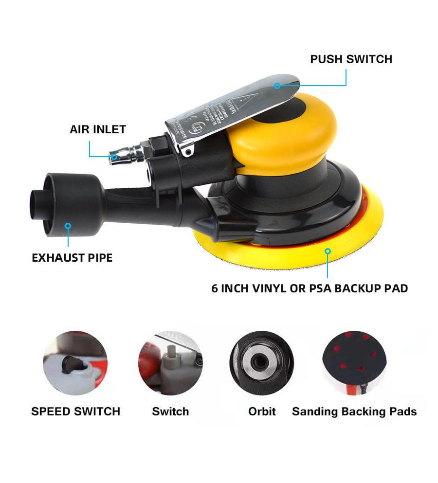 150mm Air Pneumatic Orbital Sander 6inch Central Vacuum