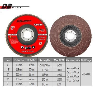 5&quot; 125mm Sanding Disc Flap Wheel 22mm Hole Alumina Oxide for Wood Grit 80