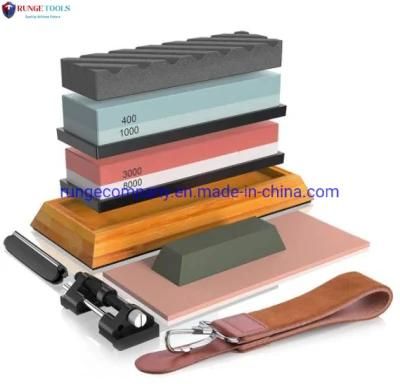 Sharpener Stone Set Grit 400/8000 Water Stone Flattening Stone Whetstone Angle Guide Leather Strop Anti Cut Gloves