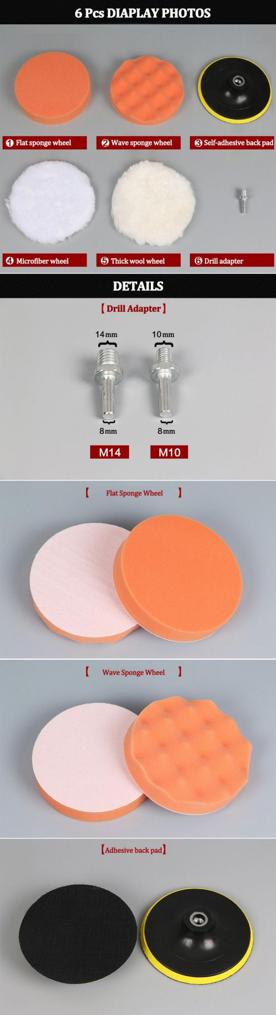 Professional Sponge Pads Kit Foam Buffing Polishing Pads