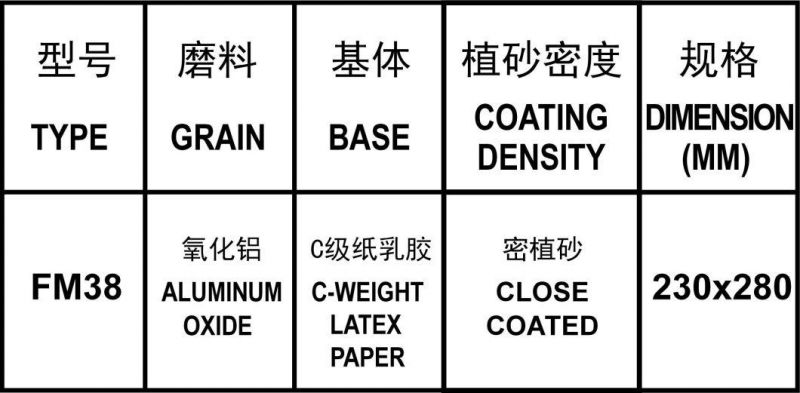 FM38 Yellow Waterproof Latex Sanding Paper Aluminum Oxide