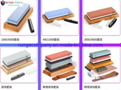 Knife Sharpening Stone Whetstone Set 2 Side Grit 1000/6000 Polishing Tool for Kitchen Knife &amp; Chefs Non-Slip Bamboo Base &amp; Angle Guide