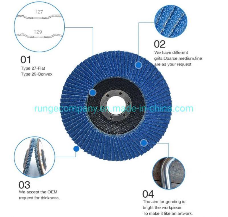 4.5" Industrial Power Electric Tools Parts Aluminium Oxide Abrasive Stainless Steel Grinding Flap Disc Wheels for Metal Wood