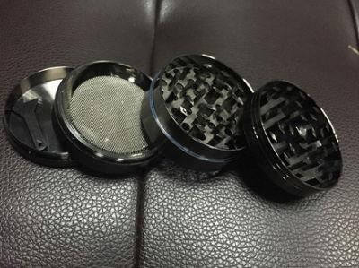 CNC Teeth Weed Grinder, Tobacco Grinder 50mm 4 Parts Black and Silver Color