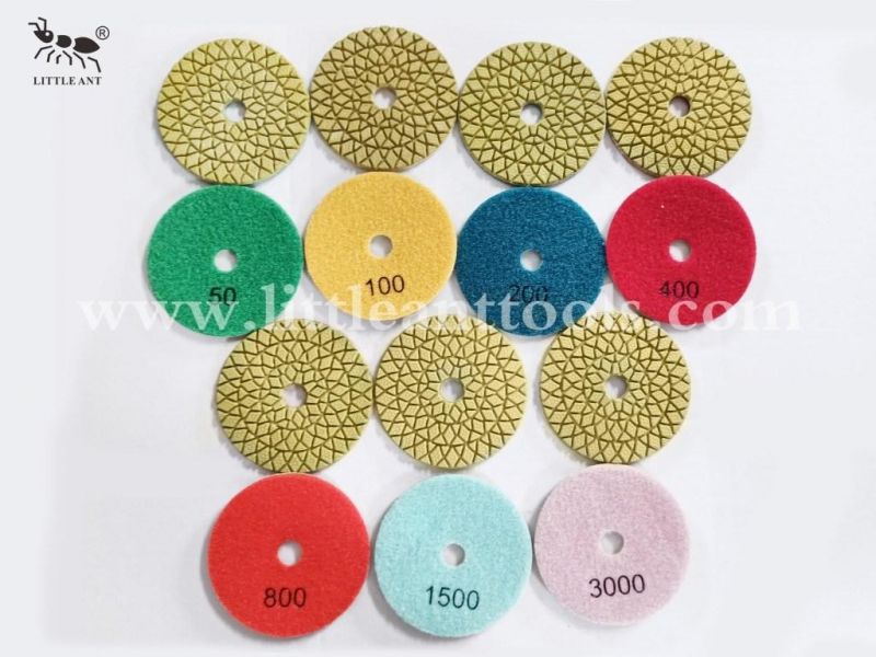 Diamond Hybrid Polishing Pad Dry and Wet Flexible Diamond for Stone Marble Granite Concrete Yellow White